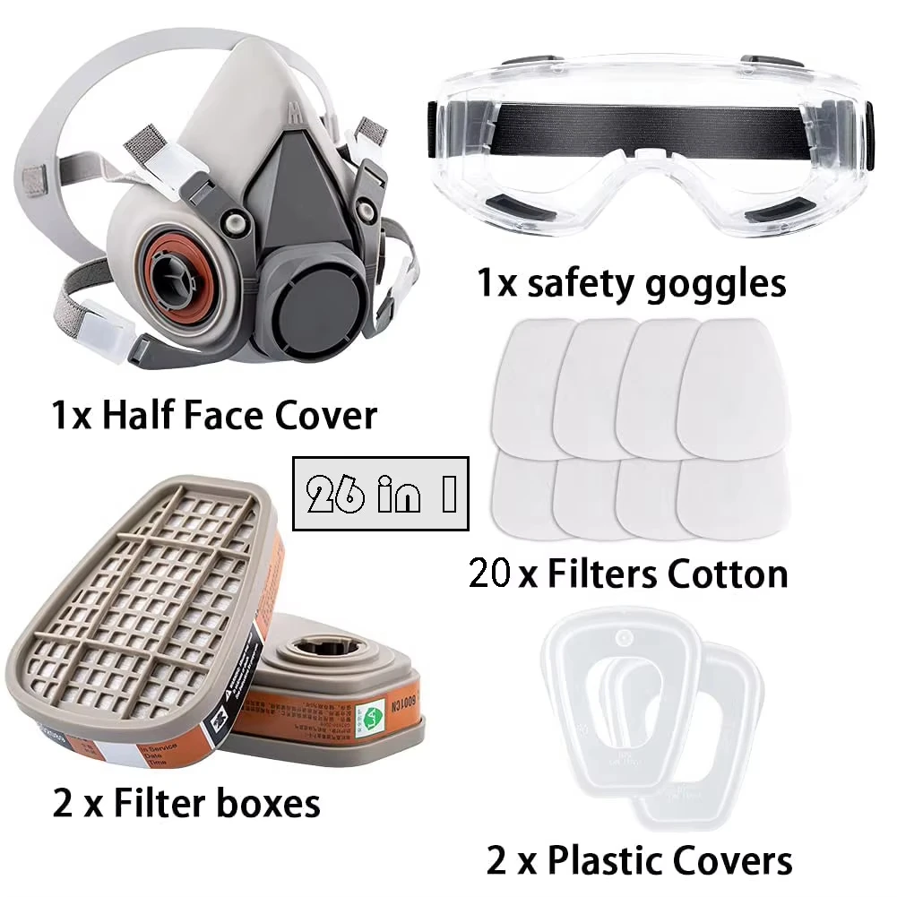 Máscara antigás de media cara con filtros y visor antivaho - imagen 2