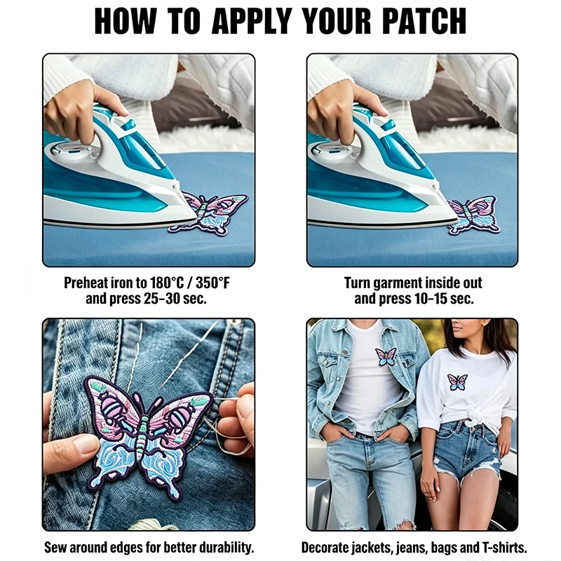 Parche termoadhesivo bordado mariposa psicodélica gótica para mochila - imagen 4