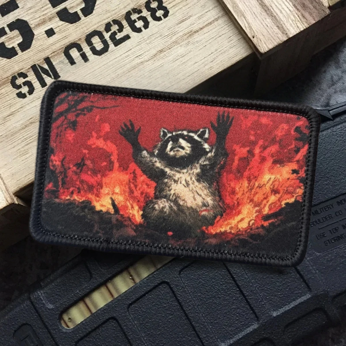 Inferno Raccoon Parche táctico gancho y bucle para mochila militar - imagen 4