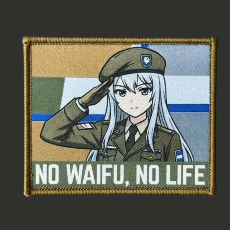 Parche táctico moral con velcro No Waifu, No Life para mochila - imagen 2