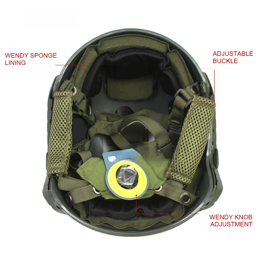 Casco táctico FAST SF high cut Wendy con forro esponja airsoft