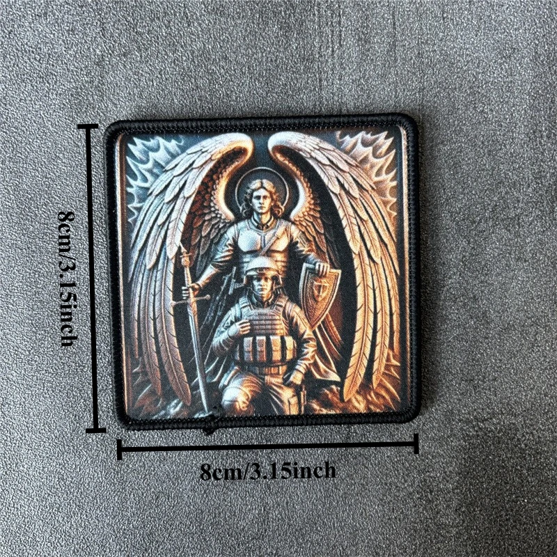 Parche táctico Arcángel Miguel - insignia moral militar con gancho - imagen 4