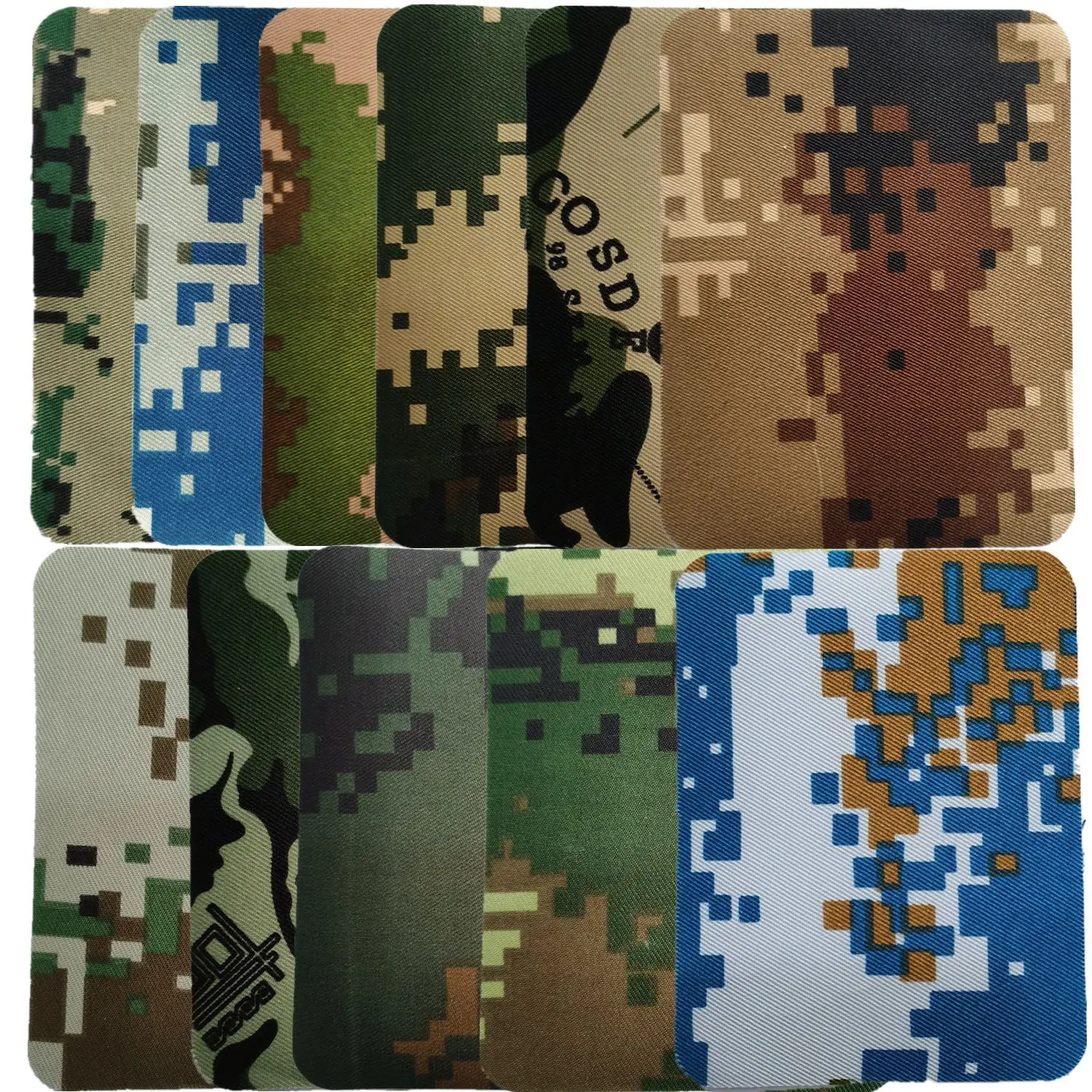 Parche multicam termoadhesivo de sarga para planchar, rectangulares