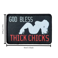 Parche táctico de meme God Bless Thick Chicks con velcro