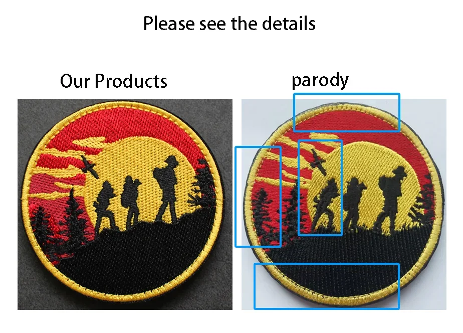 Parche bordado con diseño de montañas, ríos y luz solar