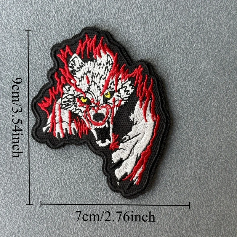 Parche táctico bordado cabeza de lobo sediento con gancho y bucle - imagen 5