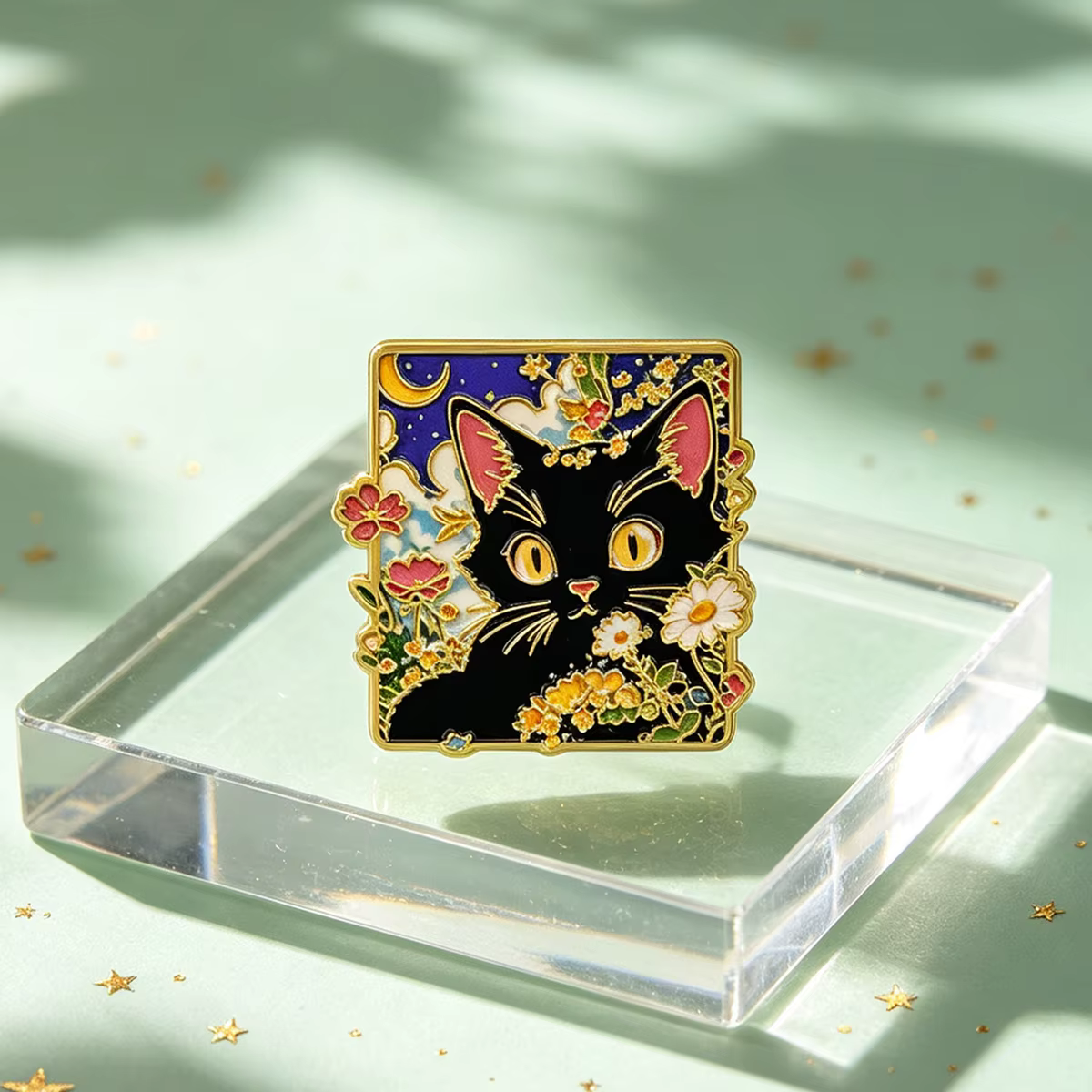 Broche metálico esmalte gato negro – pin para mochila y gorra - imagen 5