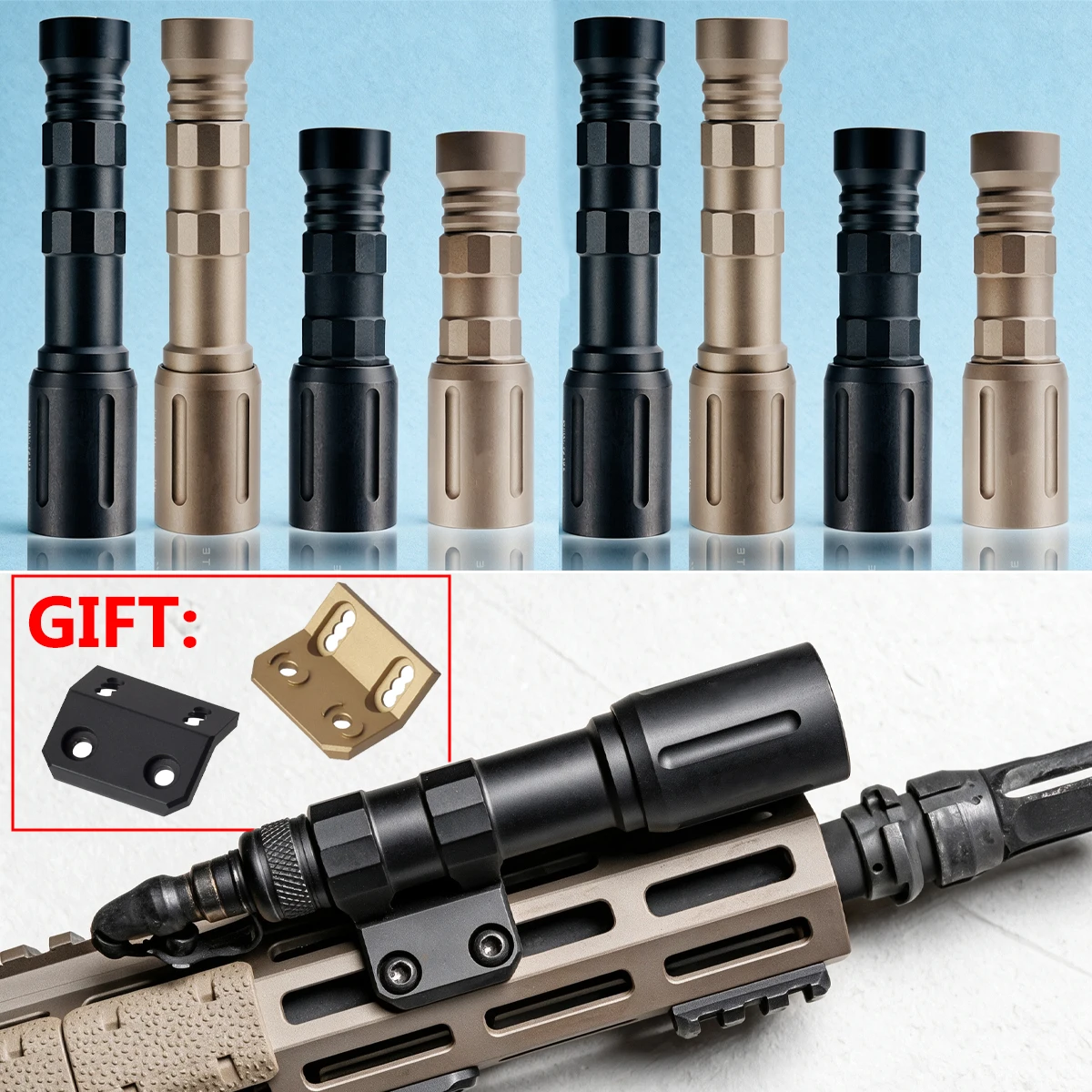 Linterna táctica de aluminio con riel Picatinny M-LOK para caza - imagen 5