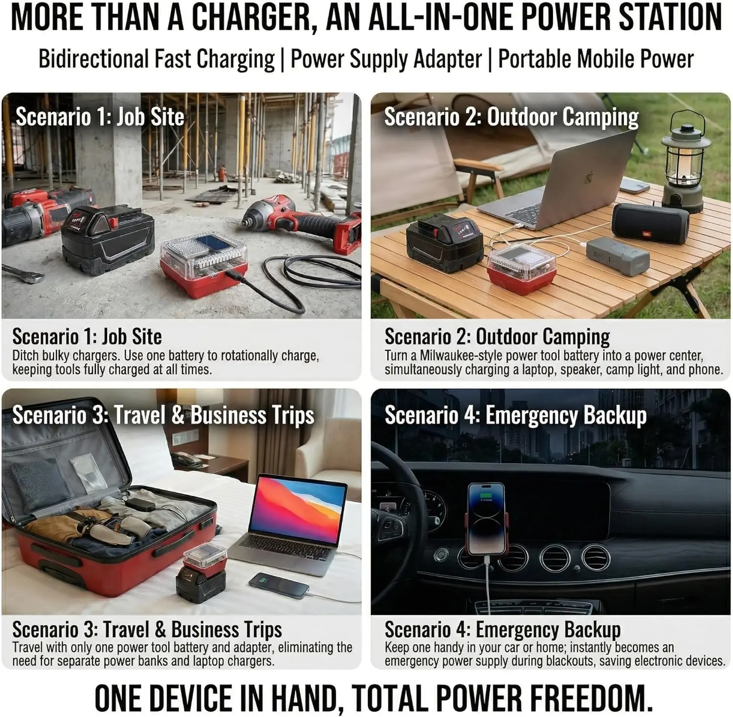 Adaptador batería Li-ion USB-C para pantalla digital Makita Milwaukee - imagen 5