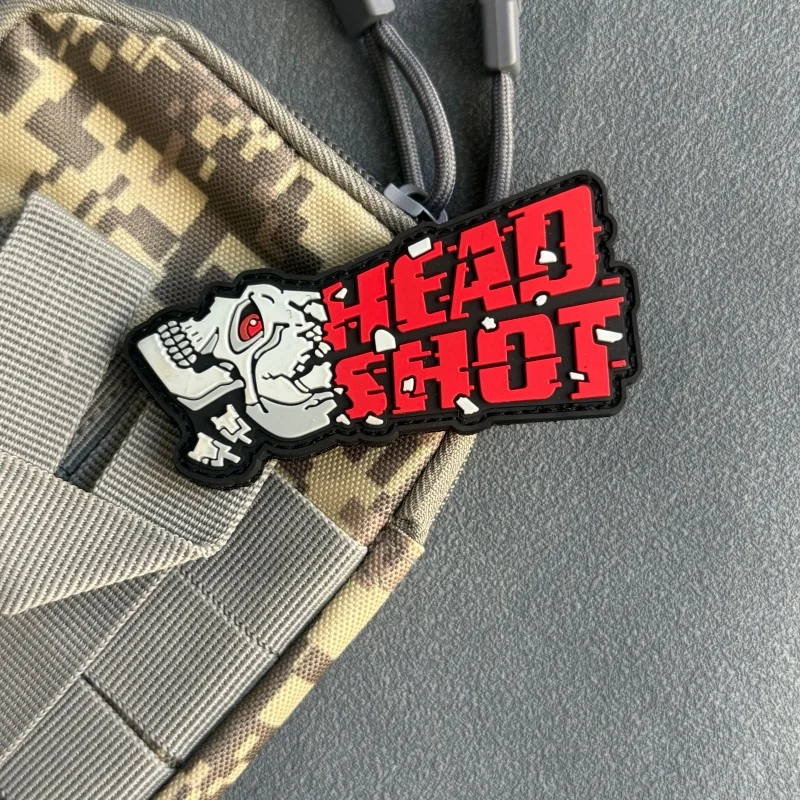 Headshot Parche Táctico Calavera PVC – Gancho y Bucle, Insignia Moral - imagen 3