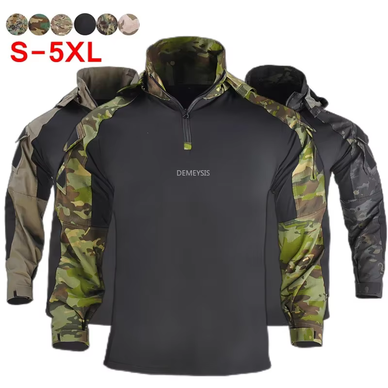 Camisa camuflaje táctico manga larga transpirable para airsoft y caza