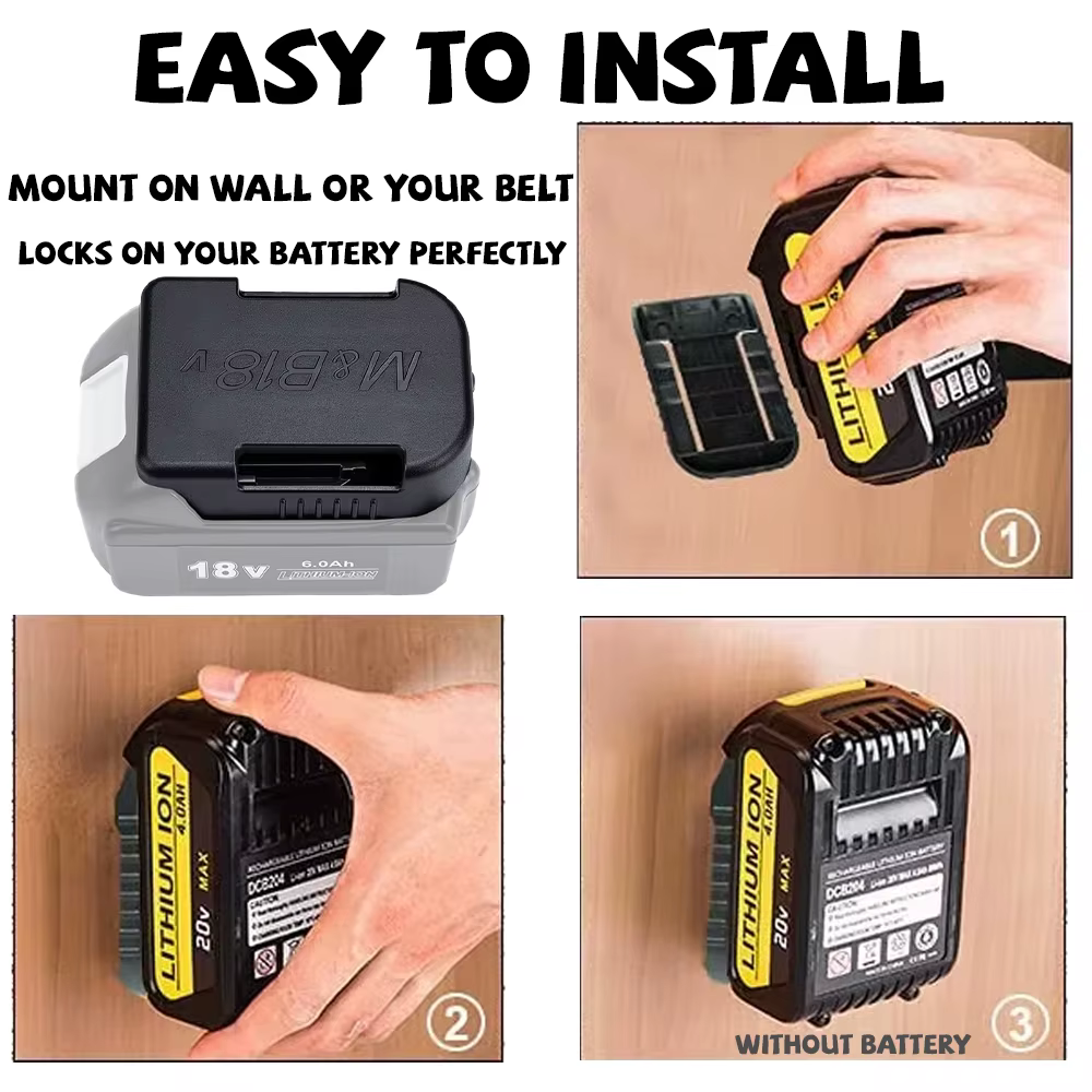 Makita Bosch 18V Li-ion soporte de montaje cinturón para baterías - imagen 3