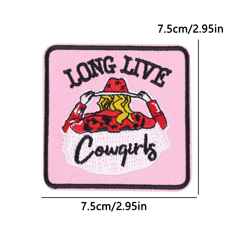 Parche bordado vaquero rosa – termoadhesivo y coser para chaqueta - imagen 4