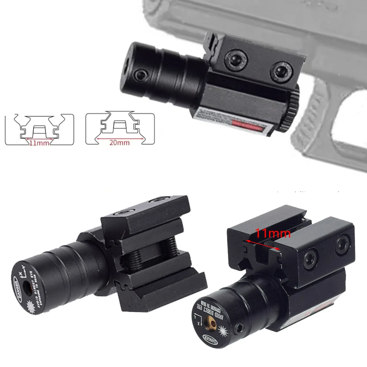 Mira láser roja para pistola Glock KSC KWA con montaje ajustable - imagen 5