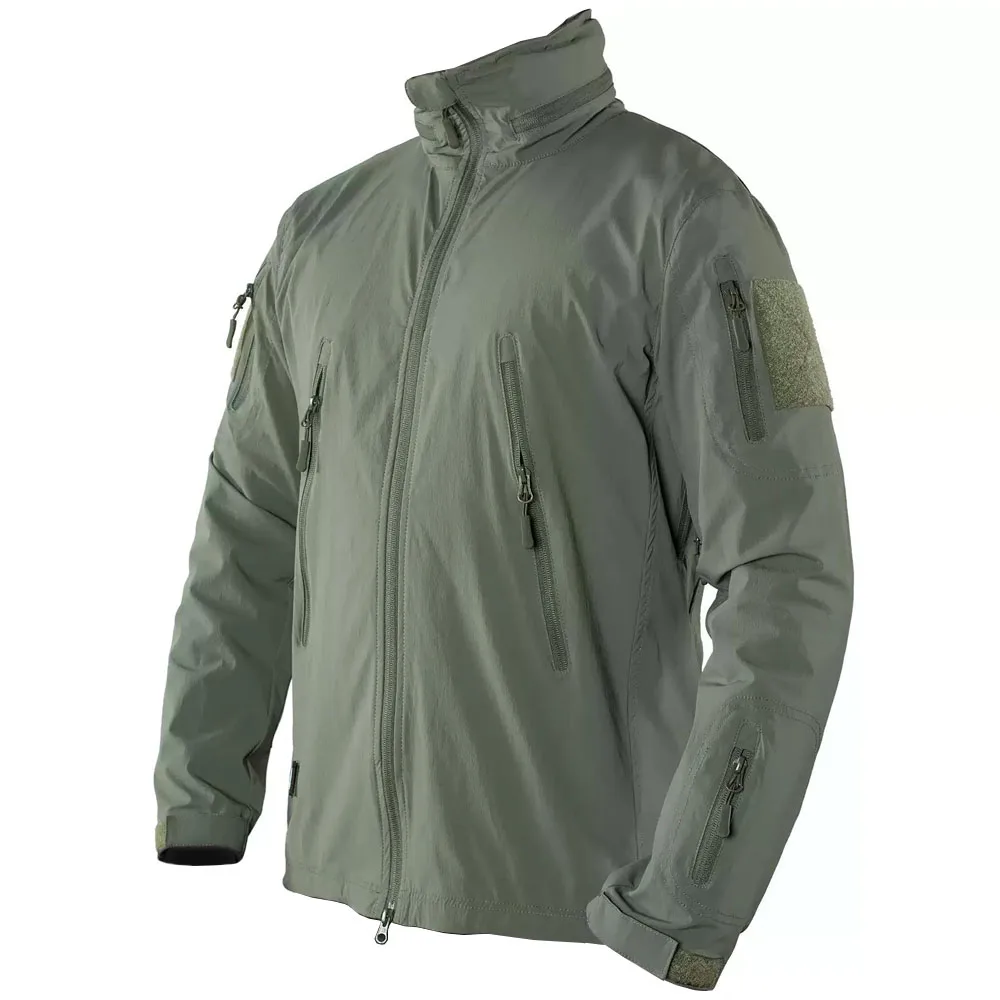 Chaqueta táctica nailon impermeable con capucha para primavera-otoño