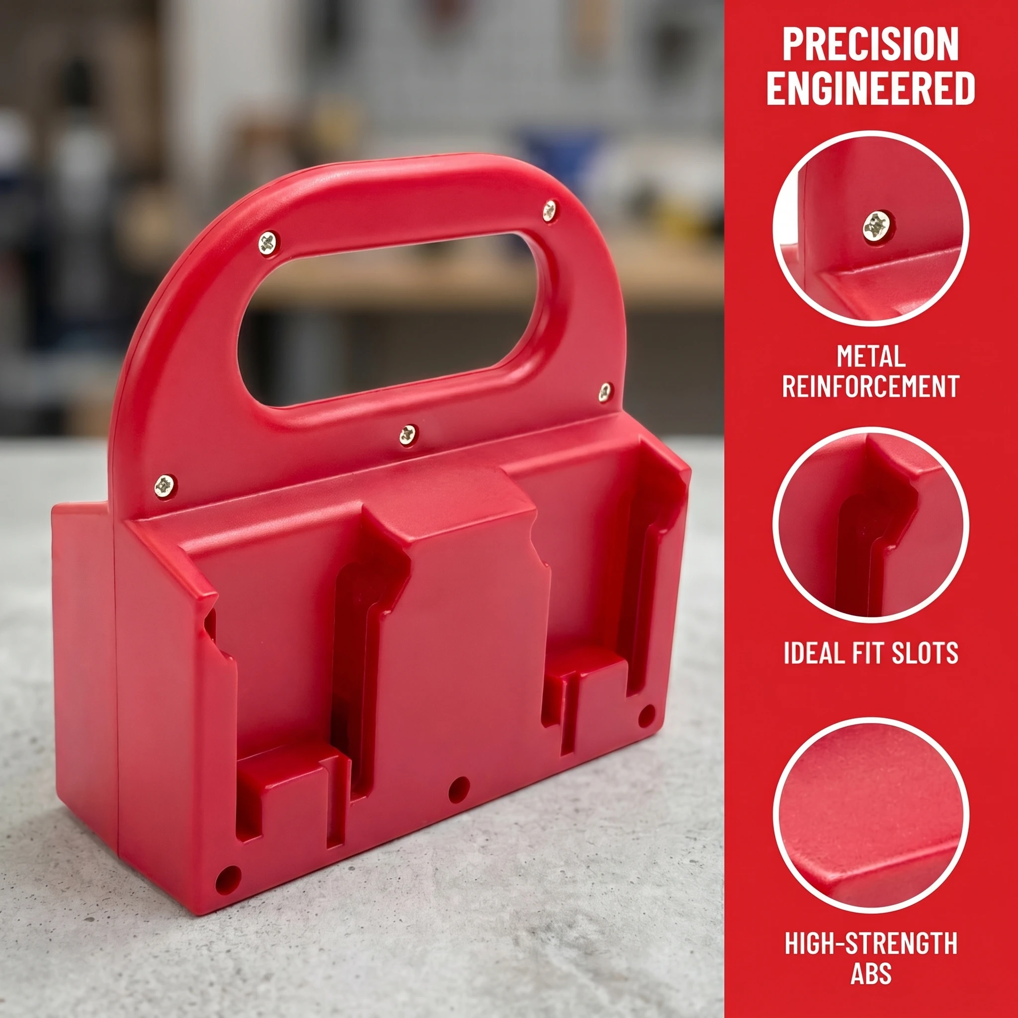 Soporte de batería portátil Milwaukee con asa y ranuras para taller - imagen 5