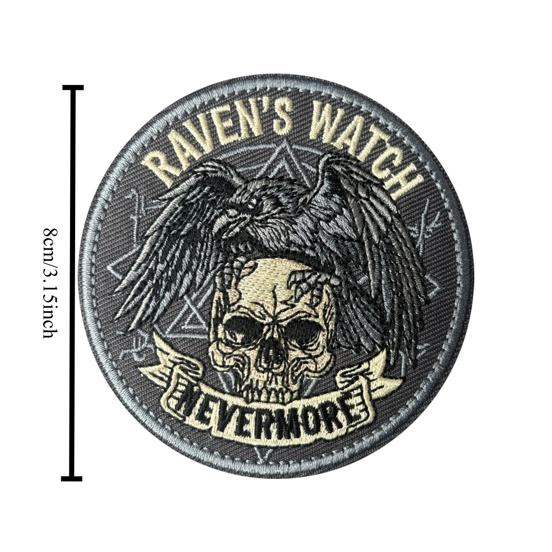 Parche táctico bordado calavera gótica cuervo Nevermore con velcro