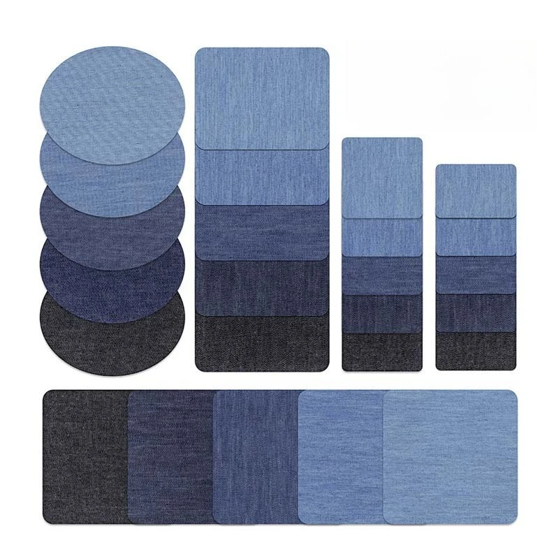 Parche vaquero textil para planchar y coser, azul claro/oscuro - imagen 3