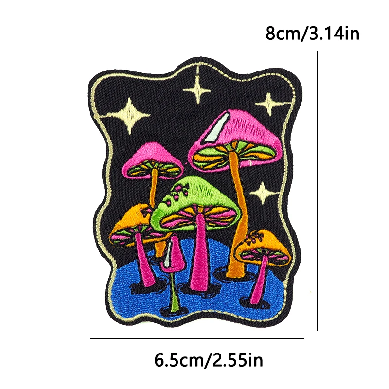 Set de parches de hongos bordados para personalizar ropa