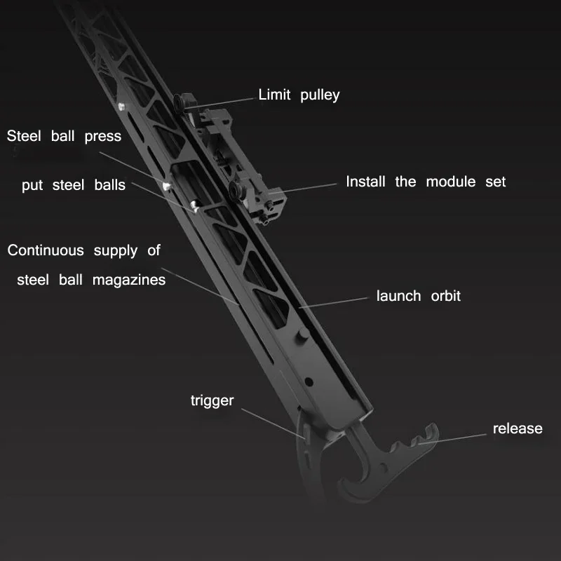 Lanzador de arco compuesto para bolas de acero, disparo orbital - imagen 3