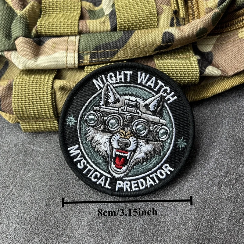 Parche táctico bordado lobo – Insignia moral MOLLE para mochila y brazalete - imagen 5