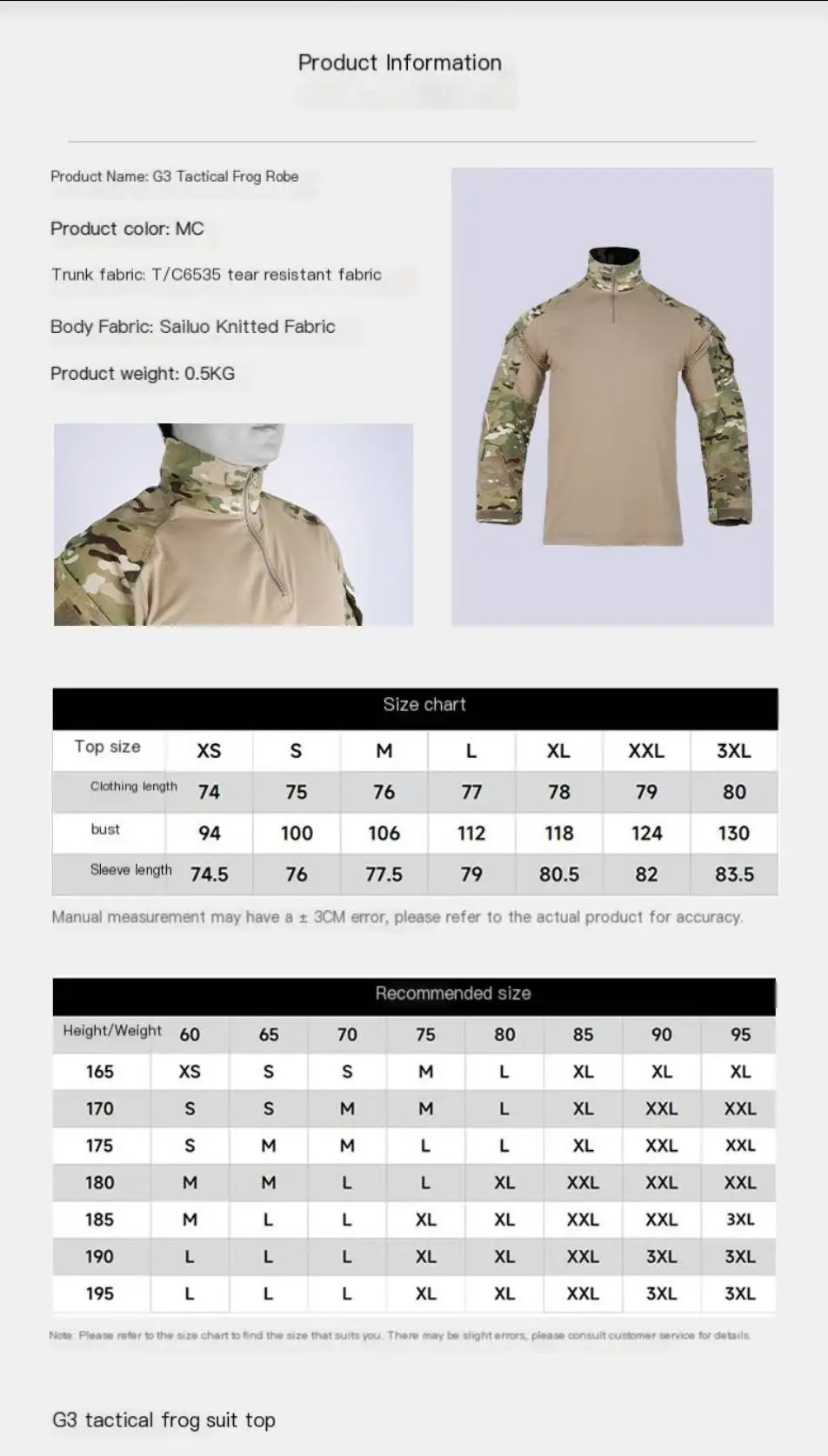 Manga larga táctica camuflada
