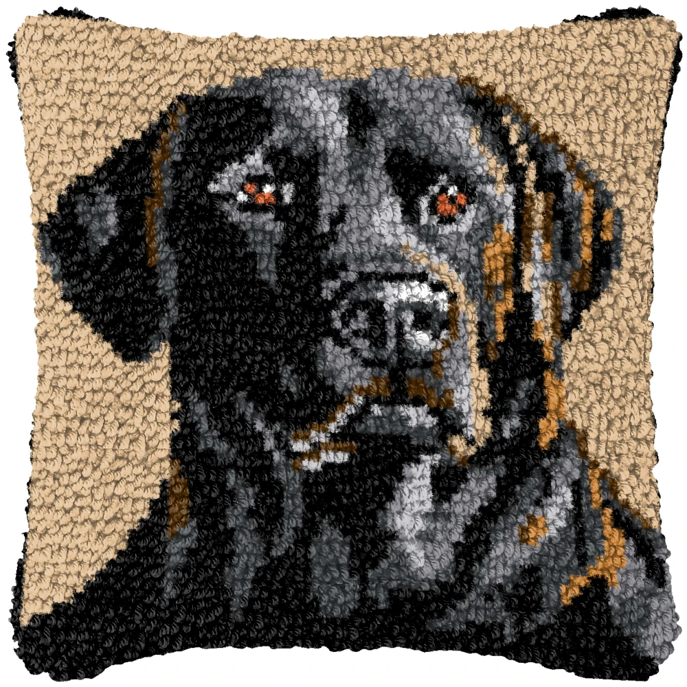 Resultado final del cojín con diseño de perro