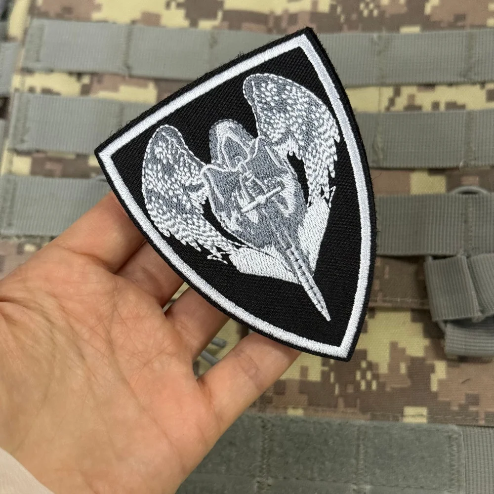 Parche táctico bordado ángel guardián con velcro escudo caballero