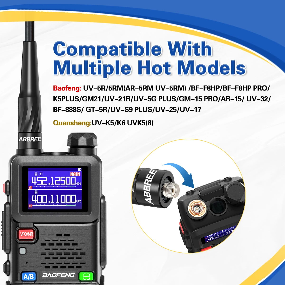 Baofeng UV-5R Antena SMA Hembra VHF/UHF Doble Banda - imagen 3