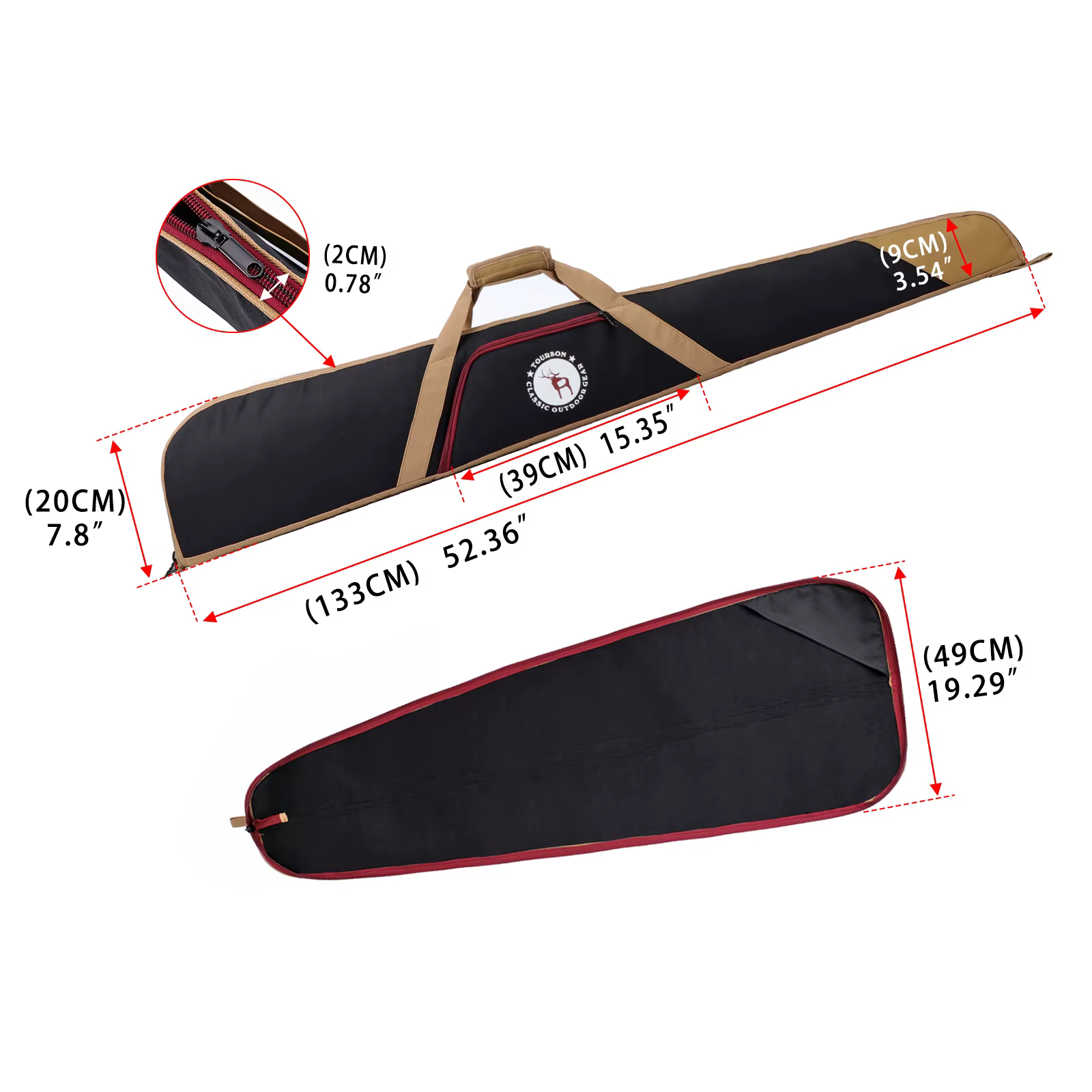 Funda acolchada para escopeta de caza – Nailon negro con cremallera y bolsillo - imagen 2