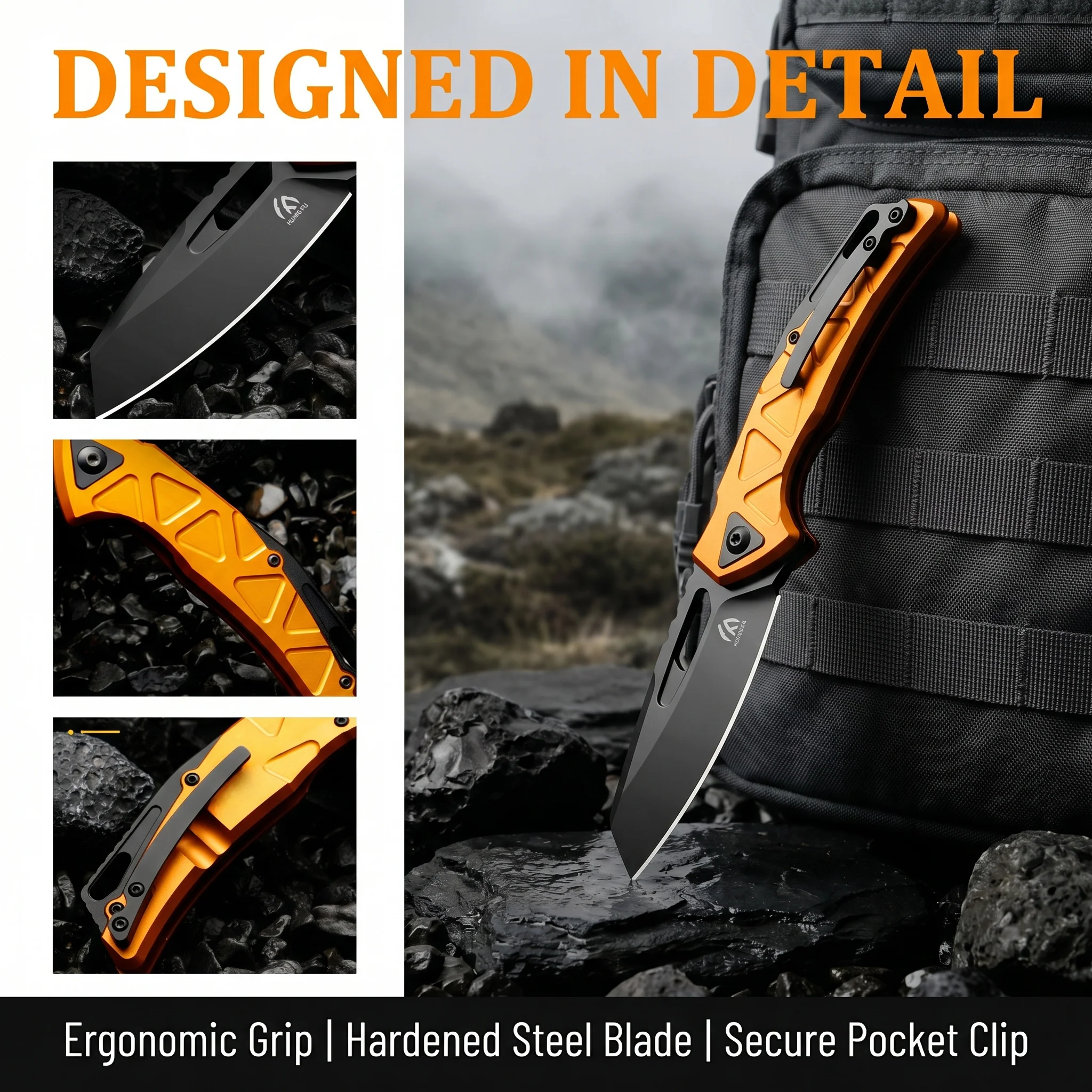 Cuchillo plegable multifunción para acampada y supervivencia