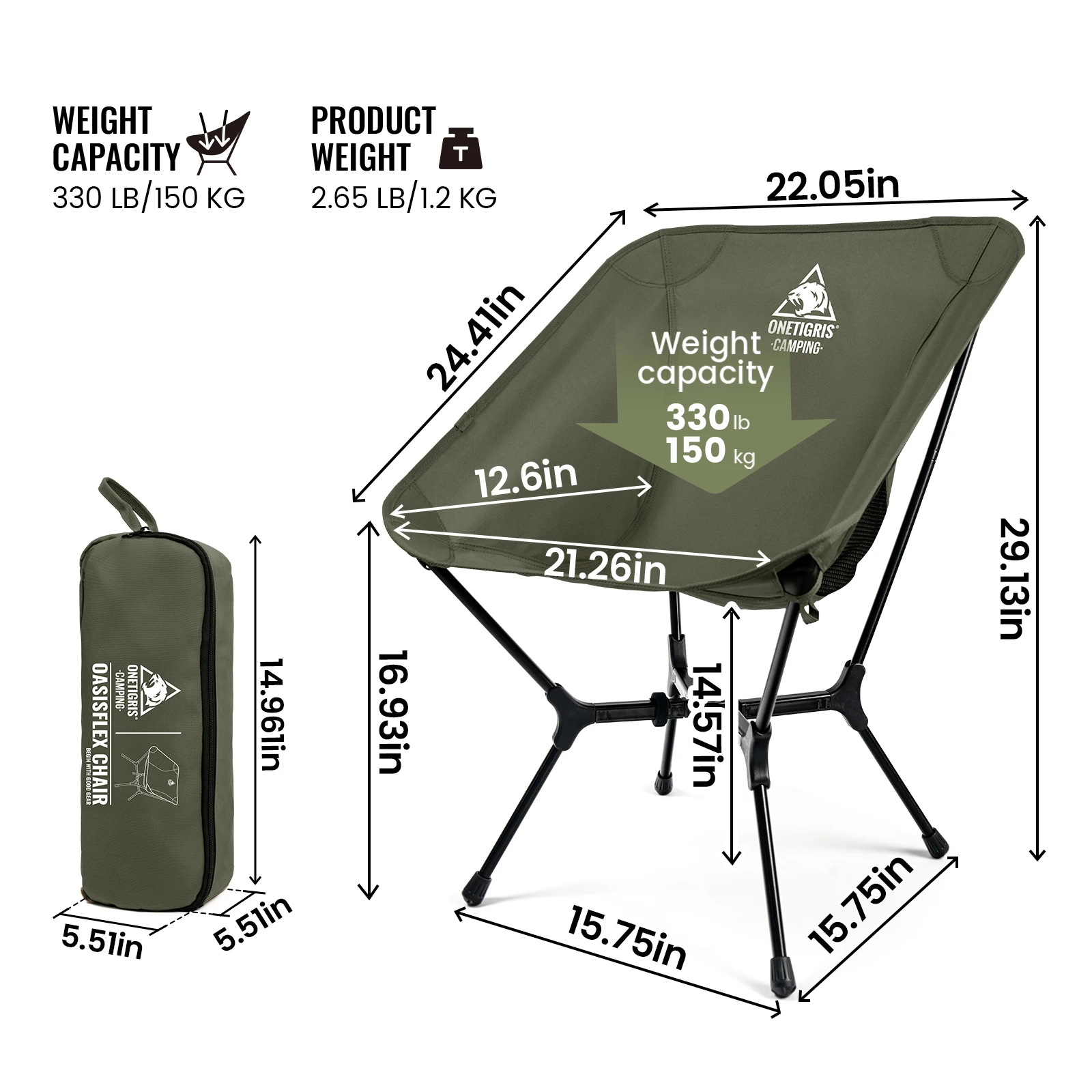 OneTigris OasisFlex silla plegable ultraligera para camping y picnic