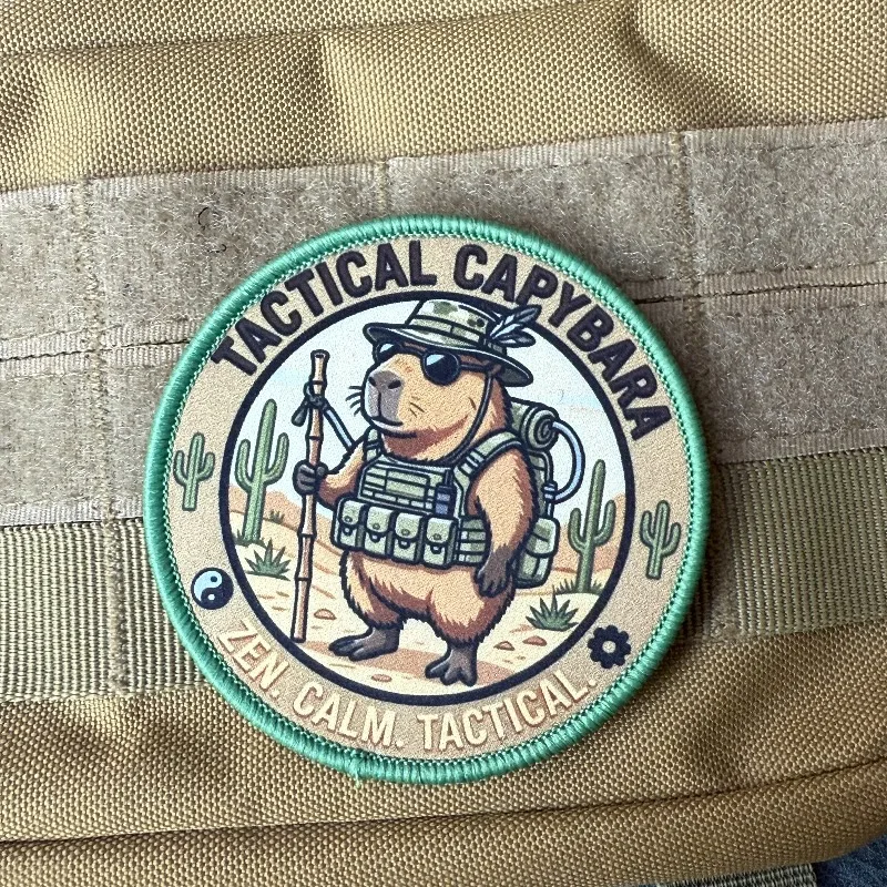 Parche táctico de velcro capibara desierto cactus para mochila - imagen 5