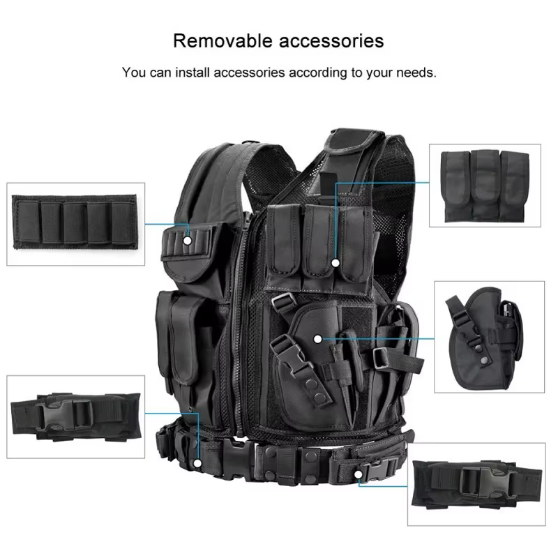 Chaleco táctico MOLLE resistente con bolsillos para caza y airsoft - imagen 3