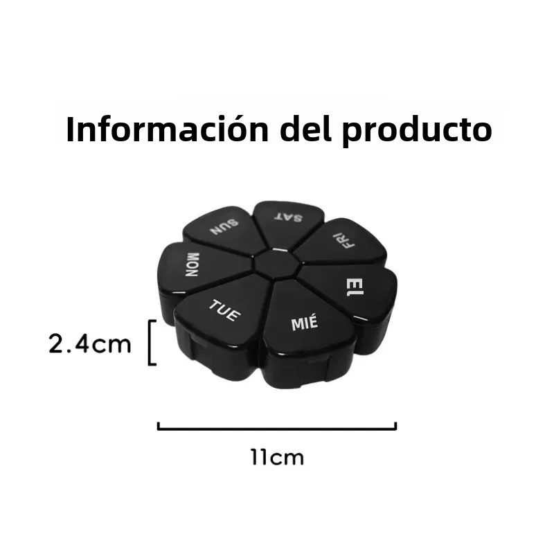 Caja de medicamentos transparente diseño pétalos arcoíris semanal - imagen 3