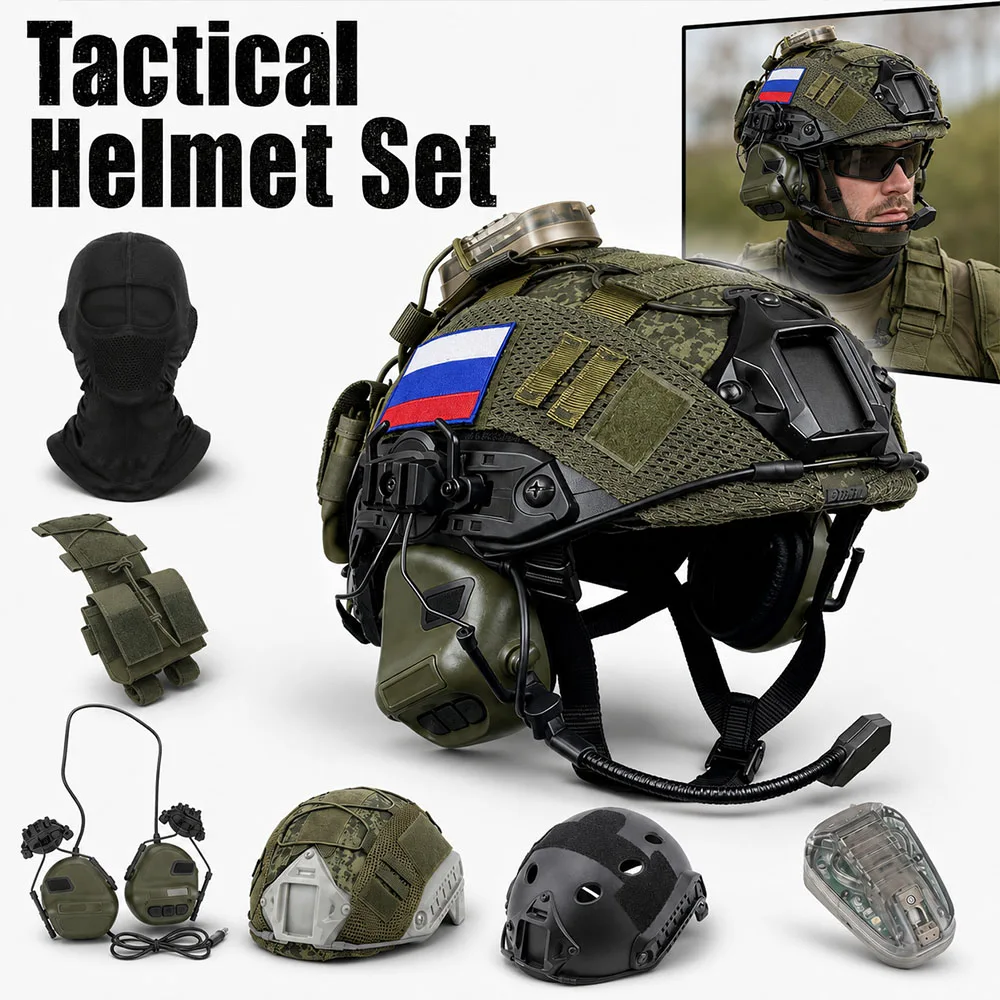 Casco táctico ajustable con máscara y funda para airsoft