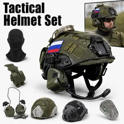 Casco táctico ajustable con máscara y funda para airsoft