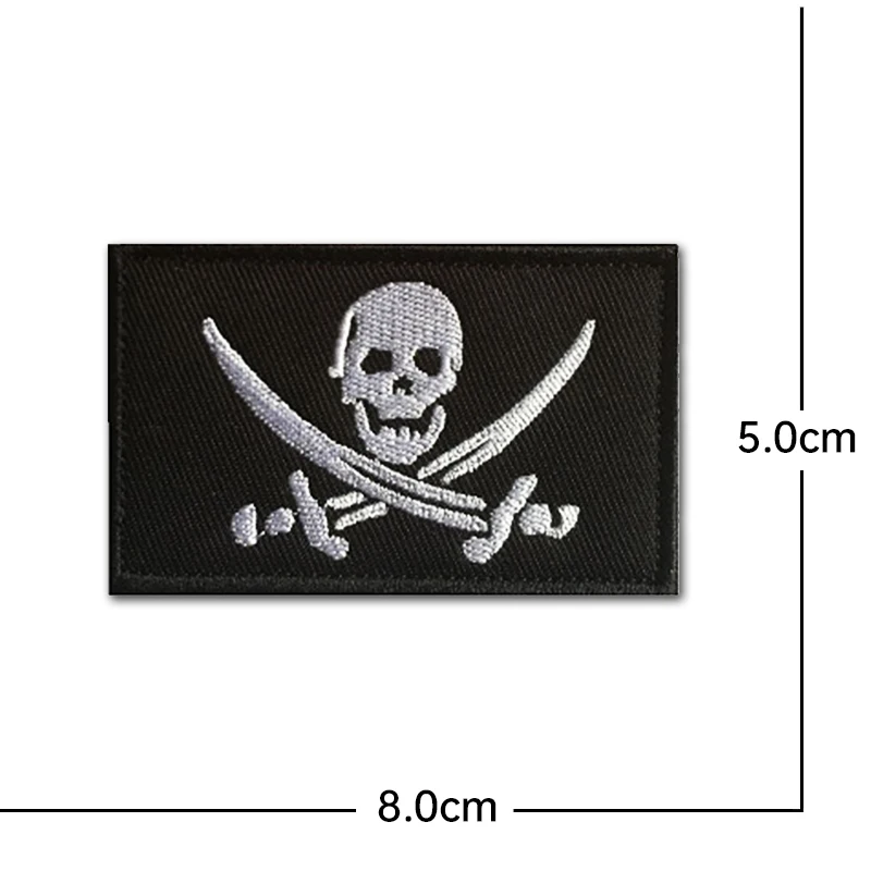 Cráneo pirata bordado parche reflectante táctico para mochila - imagen 4