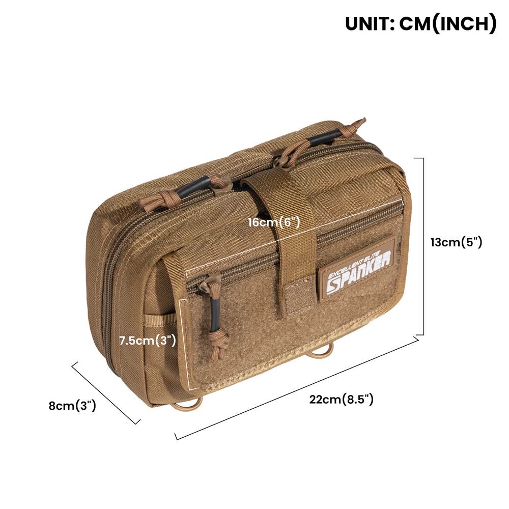 Bolsa táctica Molle vista frontal con sistema de anclaje