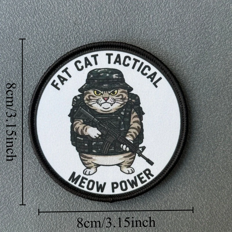Parche táctico Fat Cat Meow Power moral estampado con gancho-bucle - imagen 4