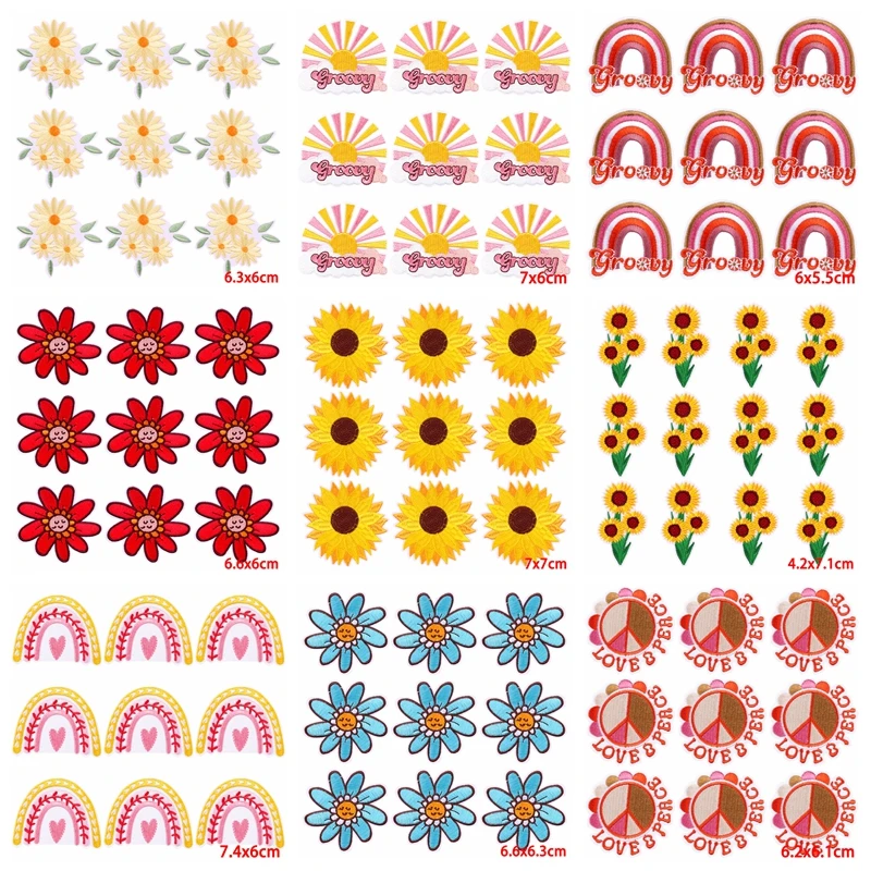 Parche bordado floral estilo dibujos animados