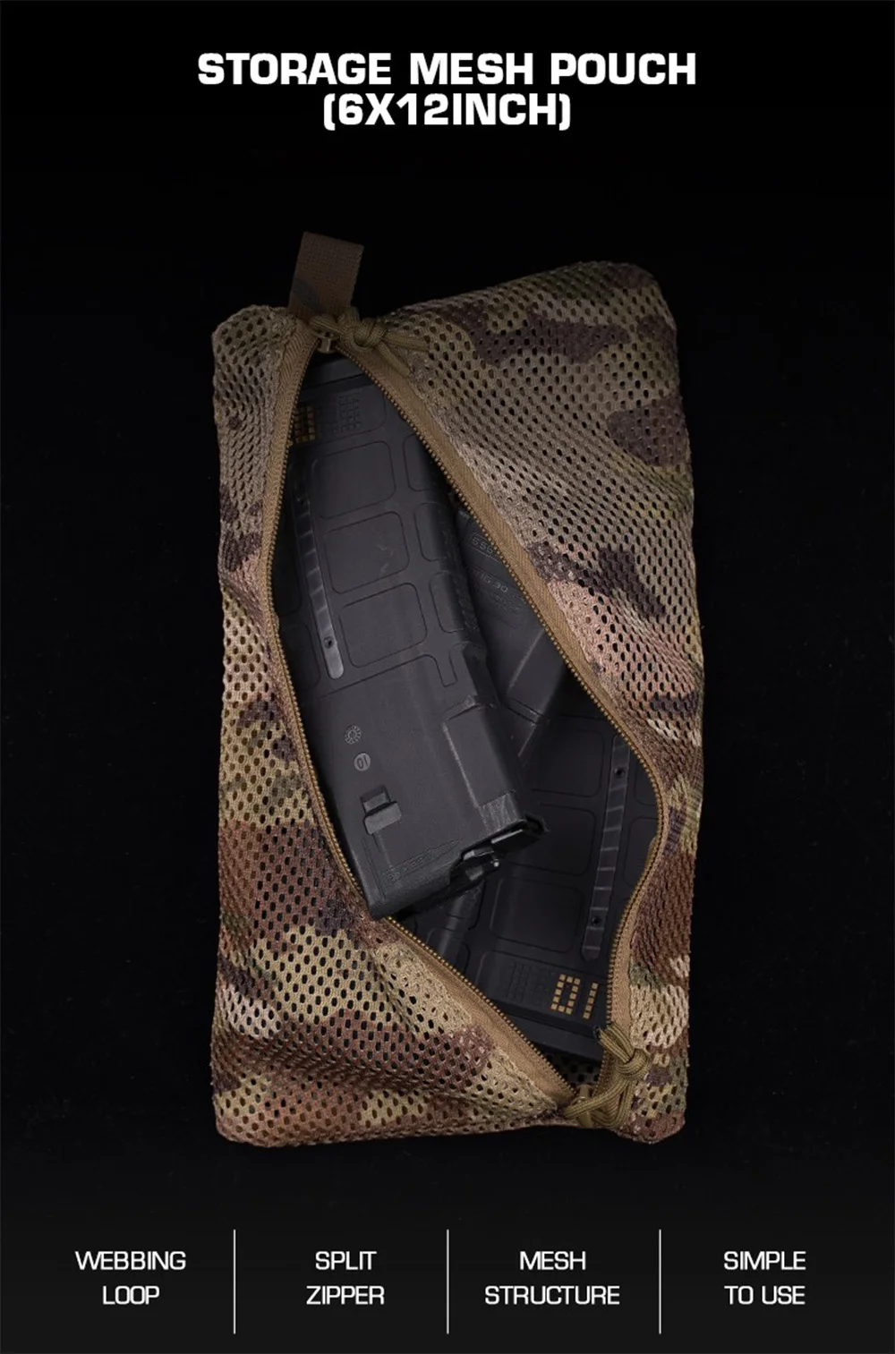 Bolsa de malla EDC OphidianTac mostrando su estructura