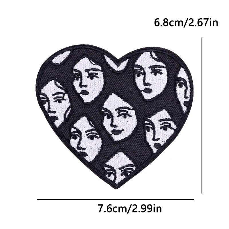 Parche termoadhesivo bordado esqueleto punk gótico corazón DIY - imagen 4