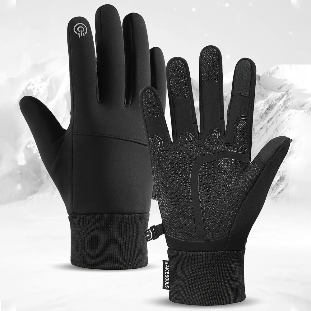 Guantes táctiles de esquí invierno, cortaviento cálidos unisex
