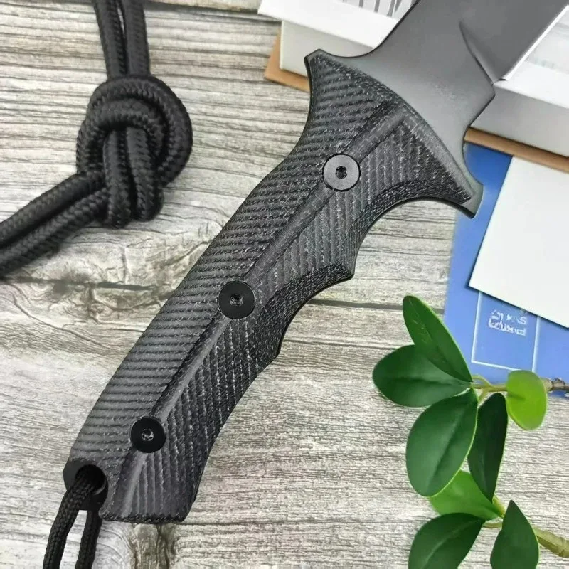 Cuchillo recto táctico EDC hoja Cr D2 mango G10 bushcraft aire libre - imagen 2