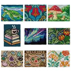 Funda de cojín bordada animales salvajes crochet para sofá y sala