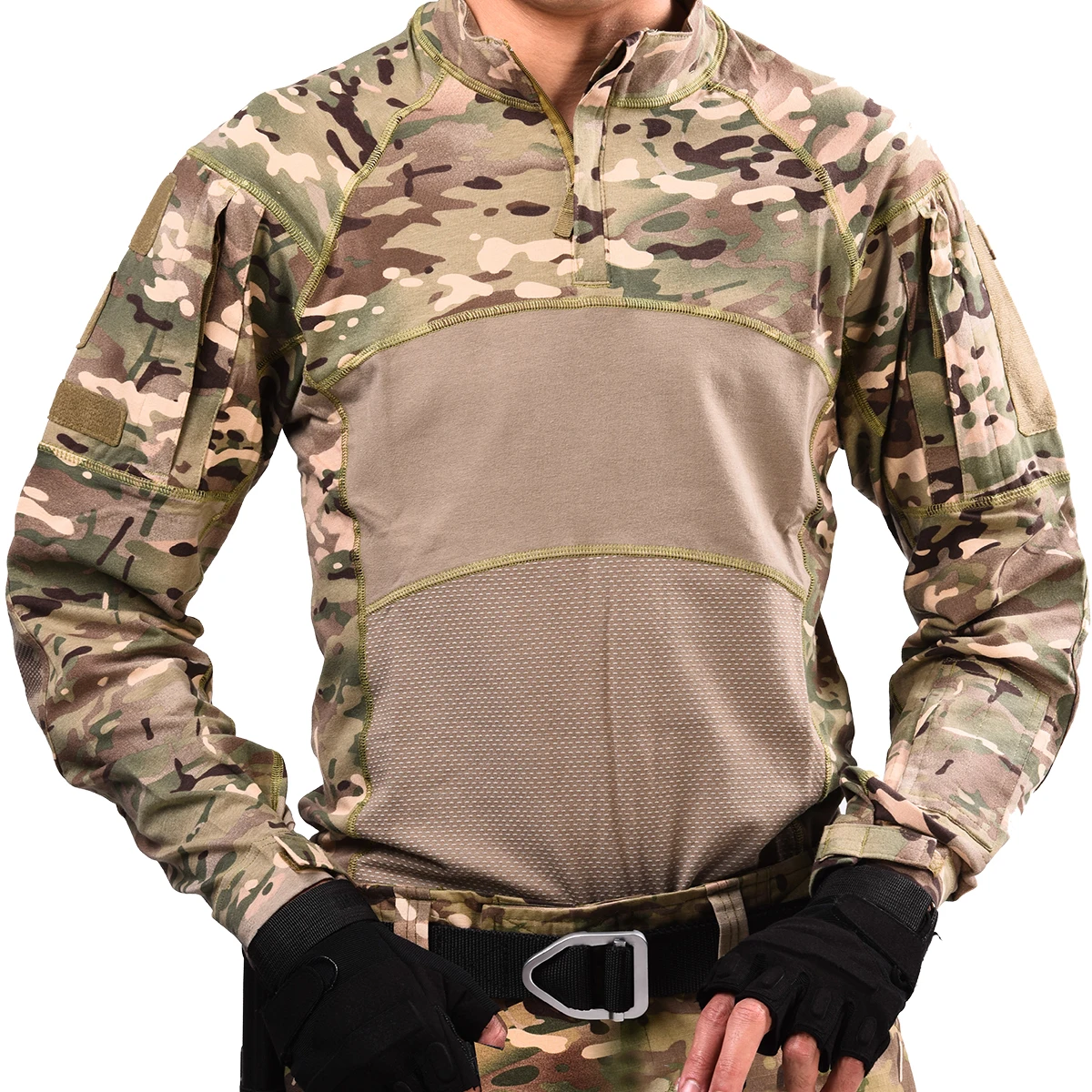 Camisa táctica camuflada hombre cuello alto con cremallera corta - imagen 5