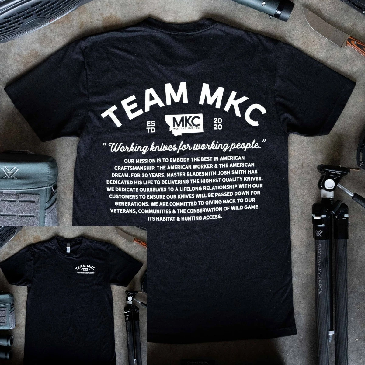Camiseta táctica TEAM MKC negra unisex alta gama para outdoor - imagen 3
