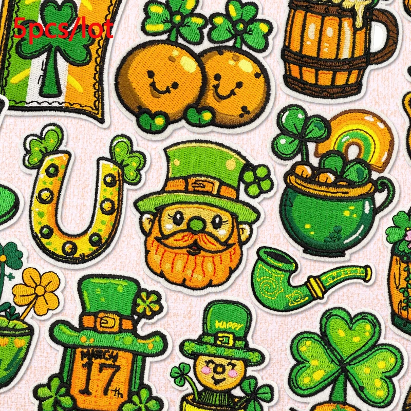 Parche termoadhesivo bordado trébol San Patricio para chaquetas