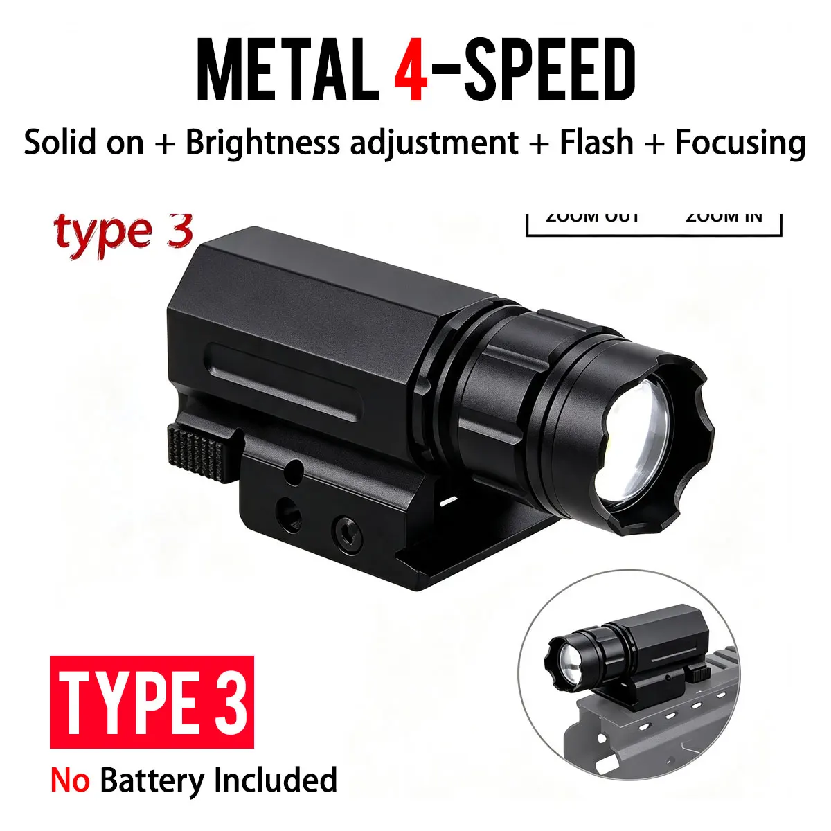 Linterna táctica Surefire XC2 encendida mostrando haz de luz